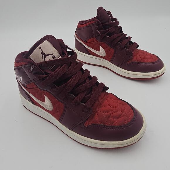 NIKE AIR JORDAN 1 MID SE (GS) GYM RED-PINK FOAM SZ 3.5Y-WOMENS SZ 5 [AV5174-600] - Picture 4 of 12